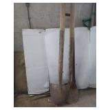 2 Long Handled Shovels,approx 91&117"&a scythe
