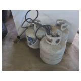 3 Propane Tanks,one w/Torch Attachment