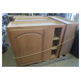 4 Unfinished Wood Cabinets 3 are 32.5x12x30.25"&