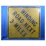 Metal Winding Road Sign 36x36"