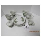 Christmas Dishes-4 Plates,mugs,SugarBowl,Creamer