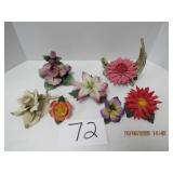 7 Capodimonte Porcelain Flowers made in Italy
