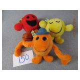 Mr. Men Stuffies-Mr. Tickle,Mr.Noisy&Mr. Happy