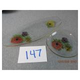 Glass Decorative Platters w/Poppies