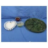 Glassware incl Vintage Westmd. Glass Heart Shaped