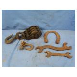 Antique 3 Spool Pulley  Vintage Wrenches