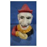 Vintage Cast Iron Mechanical Coin Bank,Clown