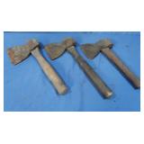 3 Antique Hatchets 2-5"Blade,1 -5.5"