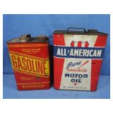 Vintage 2 Gallon All American Oil Can, 1 Gal Gas