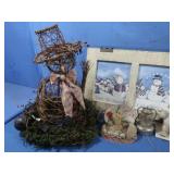 "Let it Snow" Wall Decor Twig Snowman Centerpiece