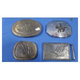 4 Vintage Metal Belt Buckles