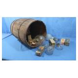 Wooden Barrel 18"H w/lg Light Bulbs&Auto Light