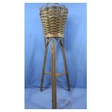 Antique Wicker Plant Stand 32"T