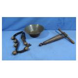 Vintage Metal Strainer,Vintage Hand Drill&Bells