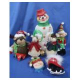 Vintage Snowman Blow Mold&Christmas Cloth Figures