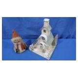 Vintage Putz Christmas Village House&Santa Figure