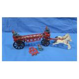 Antique Cast Iron Horse Drawn Ladder Truck