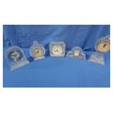 5 Quartz Crystal Mantel Clocks