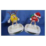 2 Christmas M&M Candy Dishes