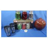 NIB Set of 3 Colored Holiday Jars w/LED