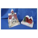 2 Vintage Putz Christmas Village Houses