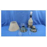 Punched Tin Table Lamp 17"H,Glass Lamp