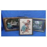 3 Vintage Framed Prints
