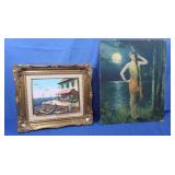 Framed 3D Beach Scene Wall Picture,Vintage