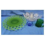 Green Glass Cookie Tray(Frosted),Crystal Fruit