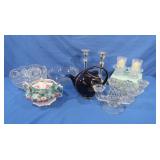 Porcelain Teapot,Lidded Bowl,Etched Glass