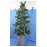 Faux Lighted Christmas Tree in Galvanized Bucket,