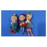 3 Vintage "Knee Hugger" Christmas Elves