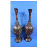 2 Decorative Metal Vases