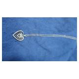 Sterling Heart Pendant w/Diamonds