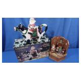 Ceramic Santa Cow Tea Pot&Santa Scene Music Box