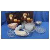 Vintage Hoya Frosted Bowls,Ceramic&Glass