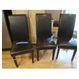 3 Faux Leather High-Back Chairs 17.5"x19x40"H