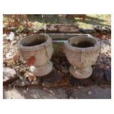 Cement Planters 28x13"&Two 12x14"
