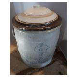 6 Gal Stoneware Crock w/2 lids,14"H,several