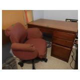 Wooden Desk 42x24x29.5"&Cloth Covered Wheeled