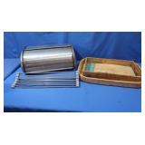 Metal Bread Box 15x11x7.5"H,2 Wooden Trays&more