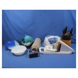 Knife Block w/knives,Mandoline Slicer,Plastic