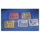 5 Vintage PA Resident Hunter Tags 1954,1955&1956