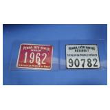 2 Vintage Metal PA Resident Hunter Tags,1938&1939