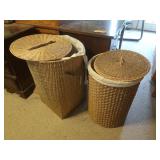 Woven Hamper Baskets w/lids,Fabric Lined 28x24"H
