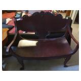 Antique Wooden Bench 40x24x38"H,Arm Broken