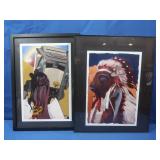2 Framed Watercolor pics 16.25x20.25"&15x21"