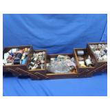 Vintage Wooden Tiered Accordion Sewing Box incl