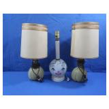 Vintage Yellow Ceramic Based Lamps(2)