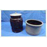 Sm Stoneware Crock&LE Smith Moon&Stars Red